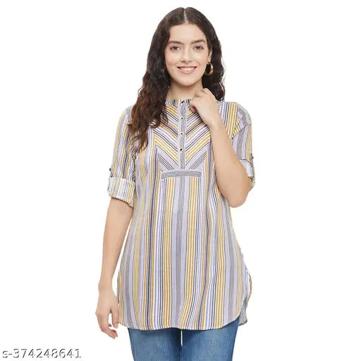 Ruhaan's Womens Rayon Striped Multi Top