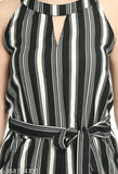 Women Black & White Striped basic Jumpsuit