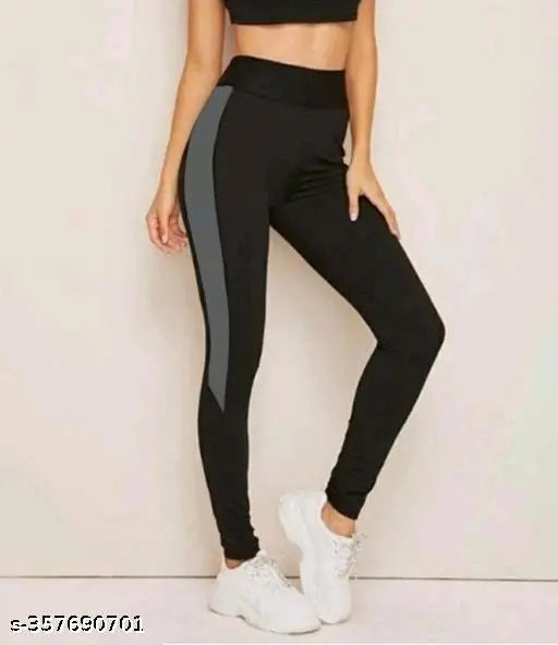 A.S. jeggings Gym wear Jeggings Ankle Length Free Size Workout Trousers | Stretchable Striped Jeggings | Yoga Track Pants for Girls & Women (Free Size 28-40 Inch)