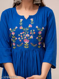 Denube Blue Floral Embroidered Anarkali Kurta