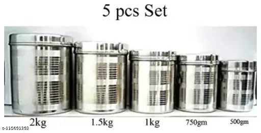 5 pc high quality steel container (500ml -2 L capacity)