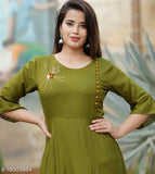 Rayon kurti gown with hand work