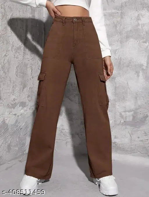 DENIM BROWN CARGO WIDE LEG