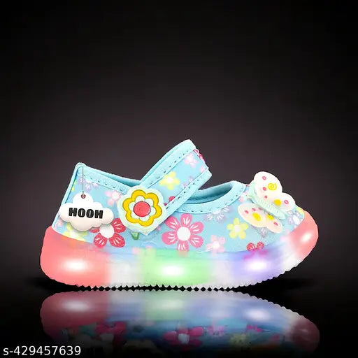 Collection of Girls Shoes, Sneakers, Sandals, heels with Led Lights upto 7 years old gilrs Printed Sky Blue (Ladkiyon Ke Jute)