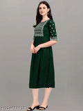 Rayon Embrdery kurti Green 1004