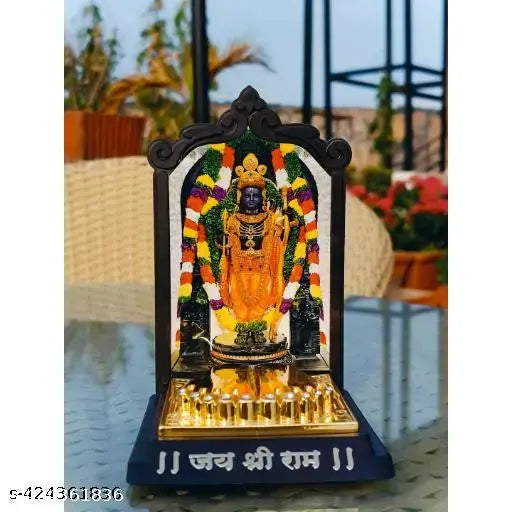 Fiber Ram Lalla Idol, Temple with gold Color Charan Paduka