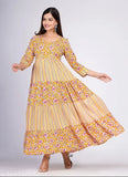 Women Printed Viscose Rayon Anarkali Kurta (Multicolor)