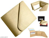 Leather Wallet For Men, PU Leather Gents Purse Snap Lock Beige Color