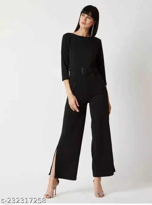 KUDIYO STYLISH BLACK JUMPSUIT WITH BELT