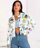 TRENDY DESIGNER TWILL/DENIM PRINTED JACKET FOR GIRLS AND WOMEN.