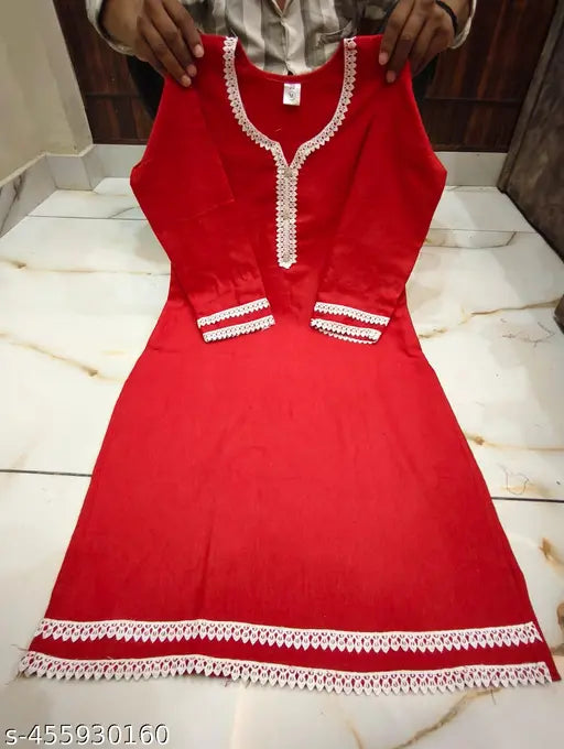 Wooleen Kurti With Lace work