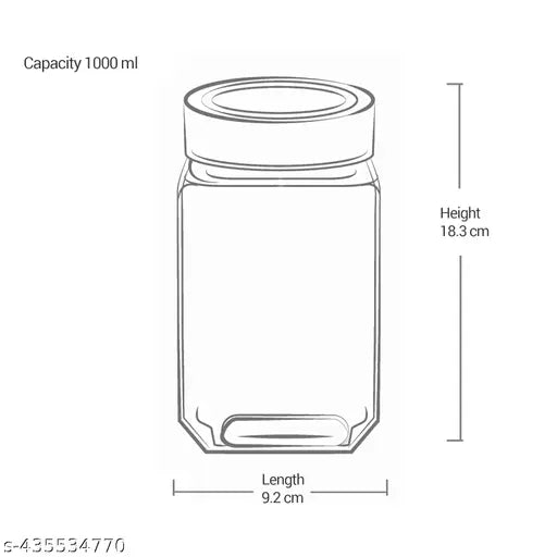 Airtight 1000ml Glass Cube Jar for Kitchen Storage - Transparent & Stylish Pack of 6