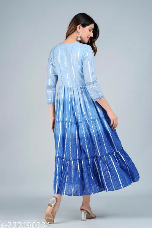 Woman Cotton Anarkali long Tie Dyed Kurta