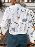 Semi-Winterwear White Floral Jacket