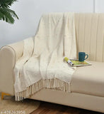 HomewayTex 100% Cotton Serene Stripe Loop Throw, Sofa Throw,Bed Throw and Blanket Elc.Size:-130X180 CMS OR 52X70 INCH , Colour:- Beige