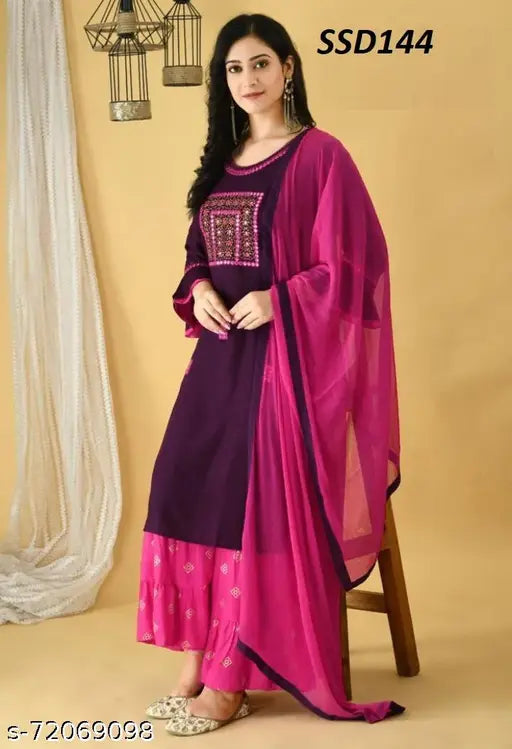 """"Women's Traditional New Bridal""""Sharara Outfit""""Purple And Pink"""""