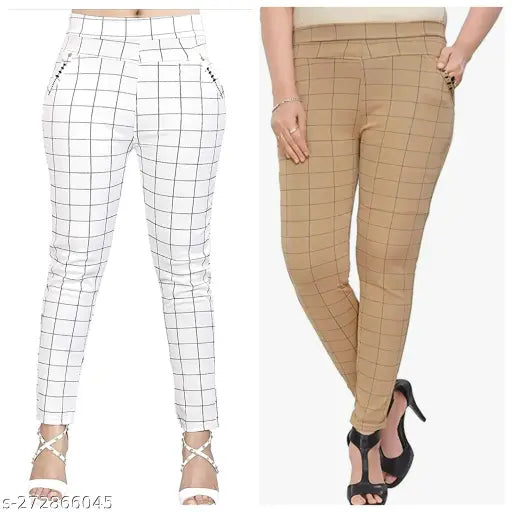 Fashionable Jeggings For Woman's/Girls ( White, Brown )