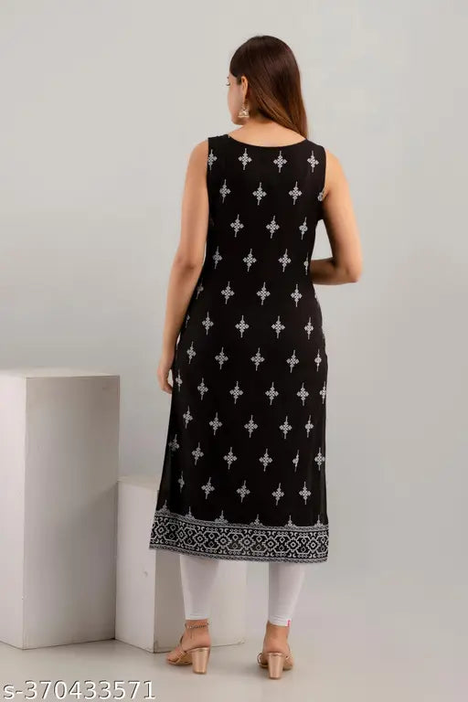 Women's Printed Straight Sleeveless Kurti