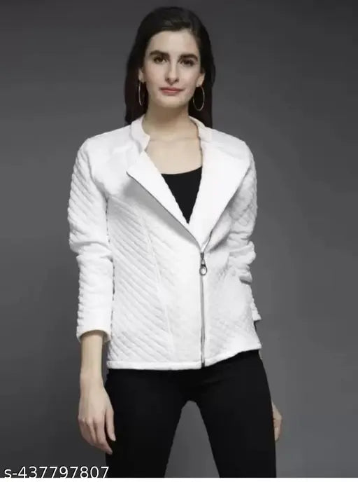 WHITE BARFI SIDE ZIPPER STYLISH JACKET BLACK