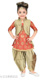 Hariyal Creation Kids Party/Festive Red Designer Embroidery Patiala Suit For Girls