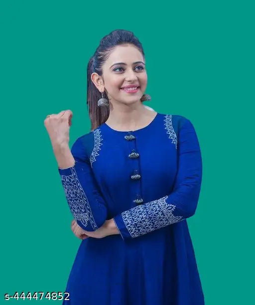 HS ROYAL BLUE COLOUR RAKUL PREET SINGH PRINTED ANARKALI GOWN