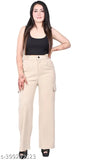 four pocket Cargo Women Premium Cotton Wide Leg 4 Pocket Cargos/Trousers | Relaxed Fit Cargo Pants with Insert Pockets