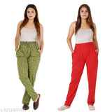 RADHIKA Women's Cotton Lower Track Pant Pyjama With Both Sides Pocket and Zip Combo Pack of 2