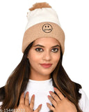 SoSh Fancy Beautifully wooven Expandable Very Soft Beanie Winter Hat Slouchy Warm Snow Knit Skull Woolen Cap for women Imported Velevt cum woolen hat