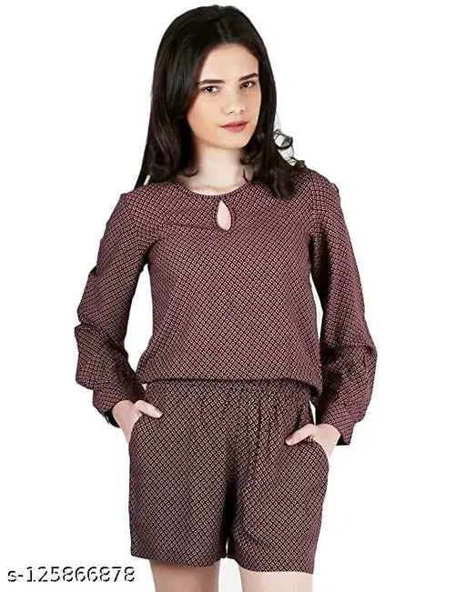 Magnetic Designs Maroon Short Printed Jumpsuit