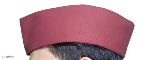 Pahadi Brahmkamal Topi Cotton Red Uttarakhand Cap