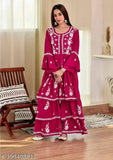 CHIKANKARI WOMAN HEAVY RAYON GARARA SET, CHIKANKARI WOMAN SHARARA SET