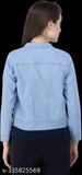 TIPKOO Womens & Girls Blue Full Sleeves Solid Denim Jacket for Casual Wear