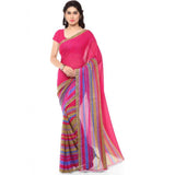 Printed Faux Georgette Pink Color Saree - GillKart