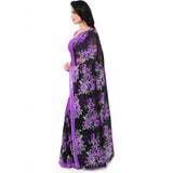 Printed Faux Georgette Purple Color Saree - GillKart