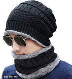 BEST THANDI ka ilaj MUFFLER AND TOPA WINTER BEANIE Hat Neck Scarf Set Warm Knitted Fur Lined For MAN AND WOMAN THANDI ka ilaj TOPA