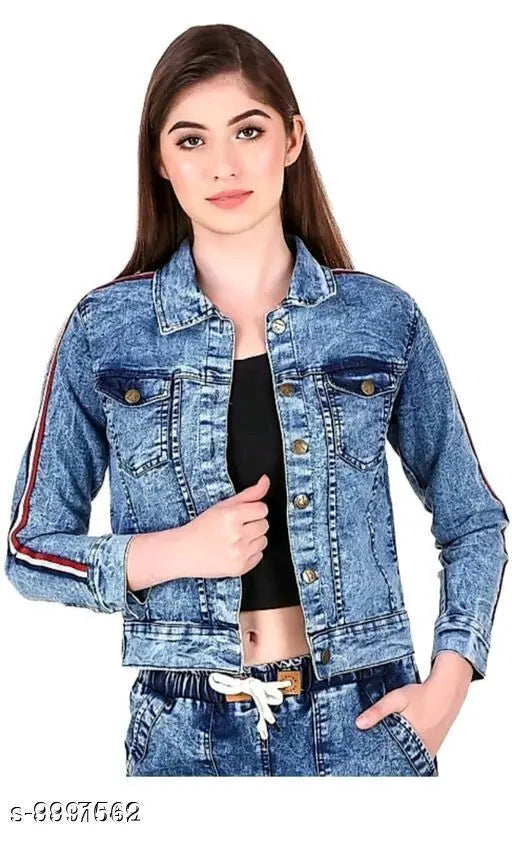 Stylish Women denim tiranga patti Jacket