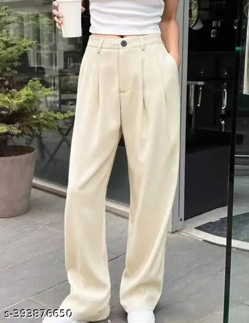 Formal non- Stretchable straight fit Pants for Women |cotton blend barbie fabric Pants for Women - Casual Wear & Office Wear Trousers for Women.