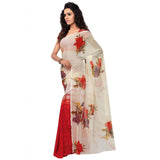 Printed Faux Georgette Red Color Saree - GillKart