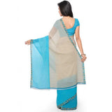 Printed Faux Georgette Blue Color Saree - GillKart