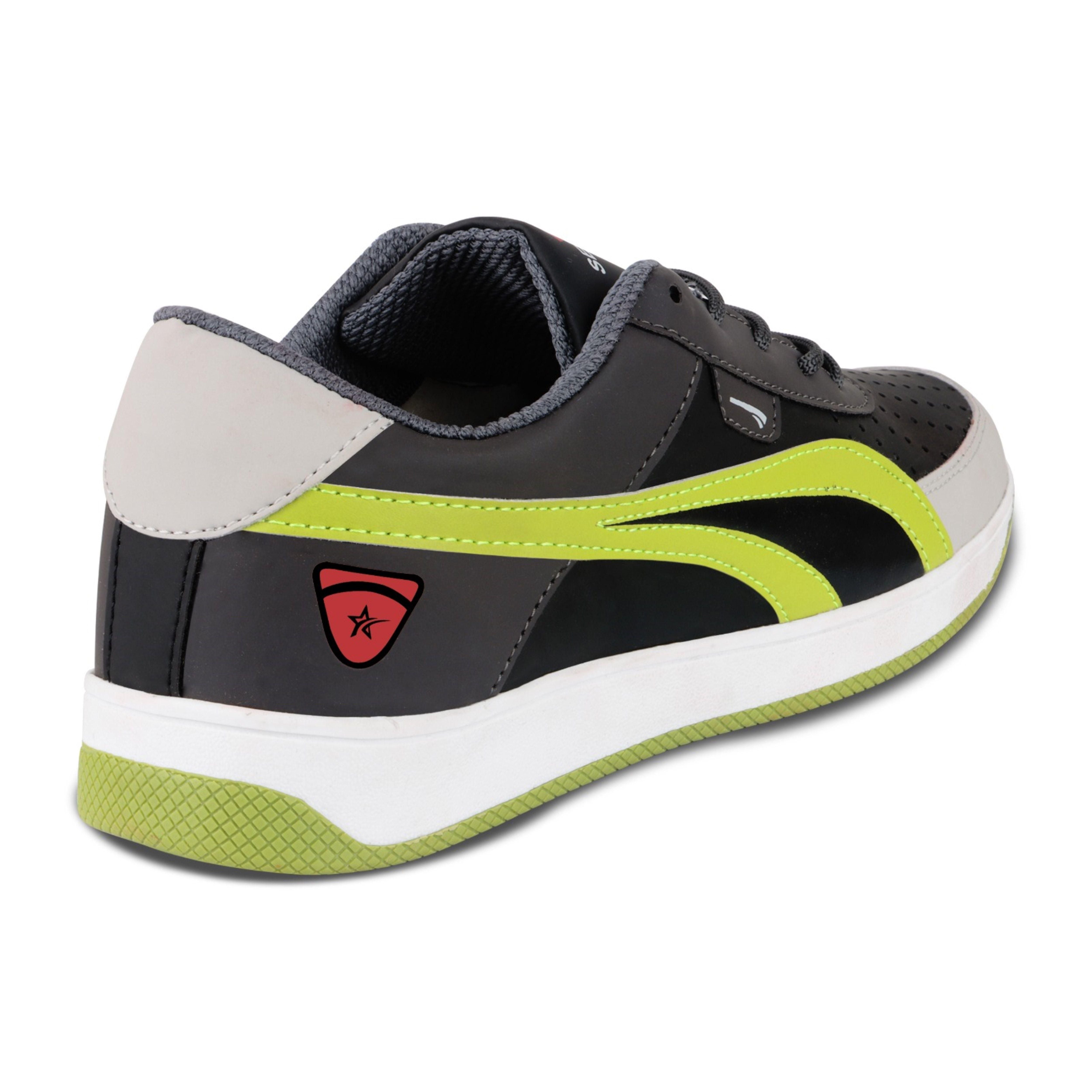 Richale Segastar Black White and Parrot Green Mens Casual Shoes - GillKart