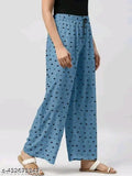 Women RoyalBlue/BLCK Of 2 Printed Pure Cotton Pyjamas.Combo Pack Of 2