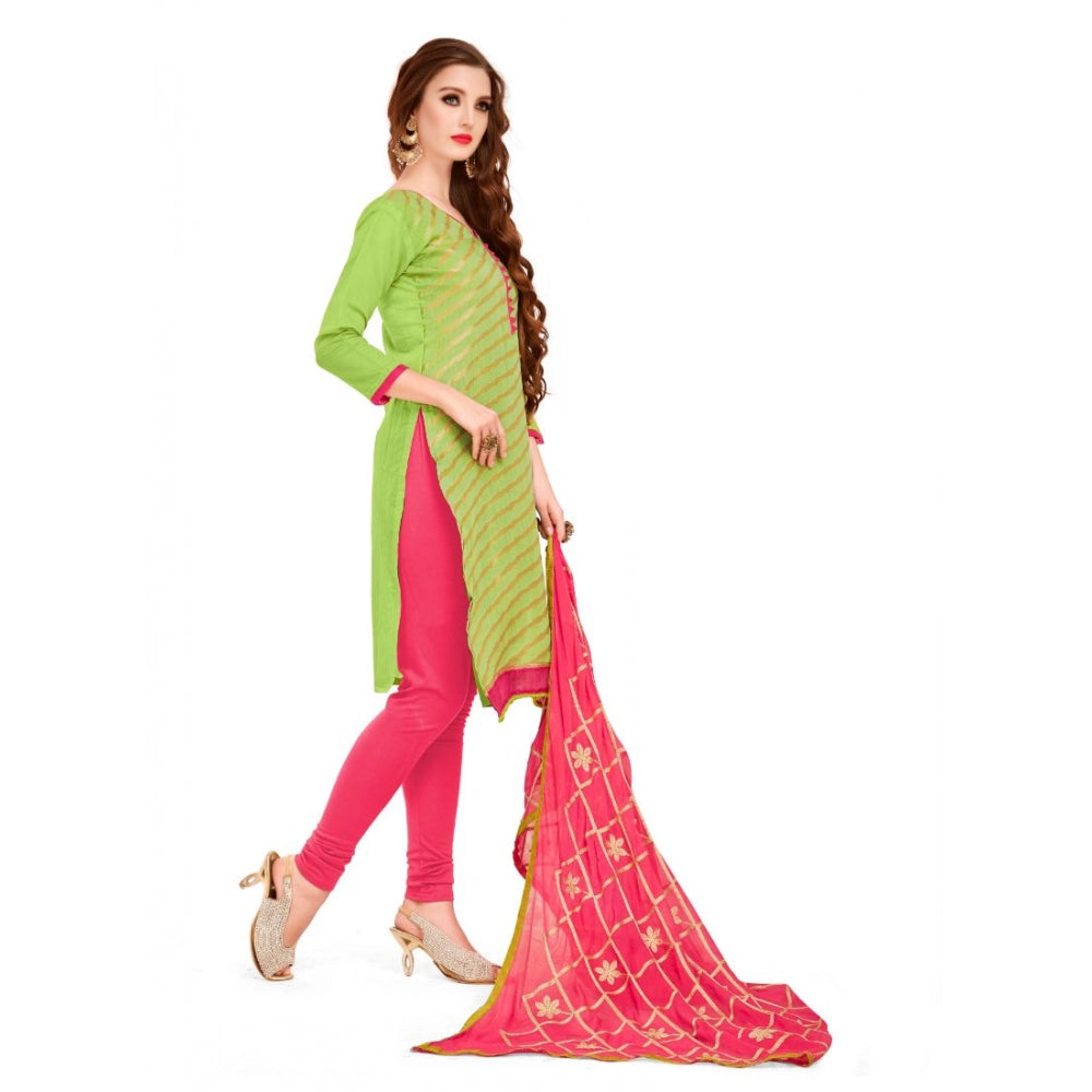 Women's Banarasi Jacquard Unstitched Salwar-Suit Material With Dupatta (Green, 2-2.5mtrs) - GillKart