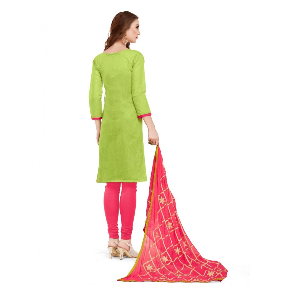 Women's Banarasi Jacquard Unstitched Salwar-Suit Material With Dupatta (Green, 2-2.5mtrs) - GillKart