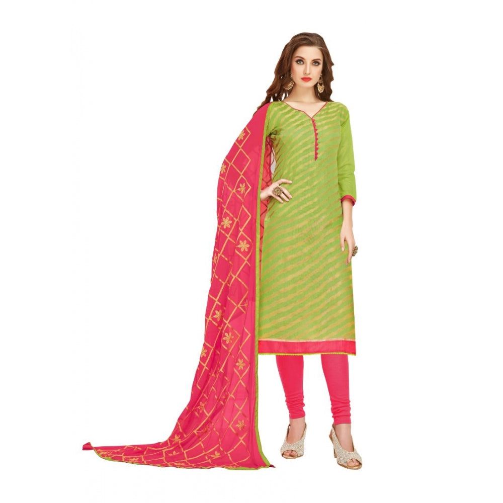 Women's Banarasi Jacquard Unstitched Salwar-Suit Material With Dupatta (Green, 2-2.5mtrs) - GillKart