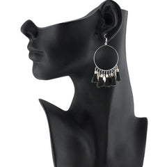 Women's Alloy Hook Dangler Hanging Tassel Fashion Earrings-Black - GillKart