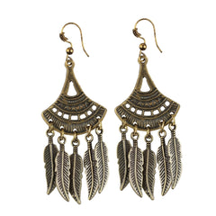 Women's Gold Plated Leaf Design Earrings-Gold - GillKart