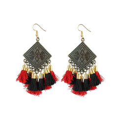 Women's Alloy Hook Dangler Hanging Tassel Earrings-Multicolour - GillKart