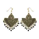 Women's Gold Plated, Beads Hook Dangler Hanging Tassel Earrings-Gold - GillKart