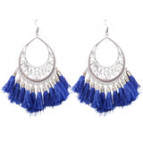 Women's Silver Plated Hook Dangler Hanging Tassels Earring-Silver - GillKart