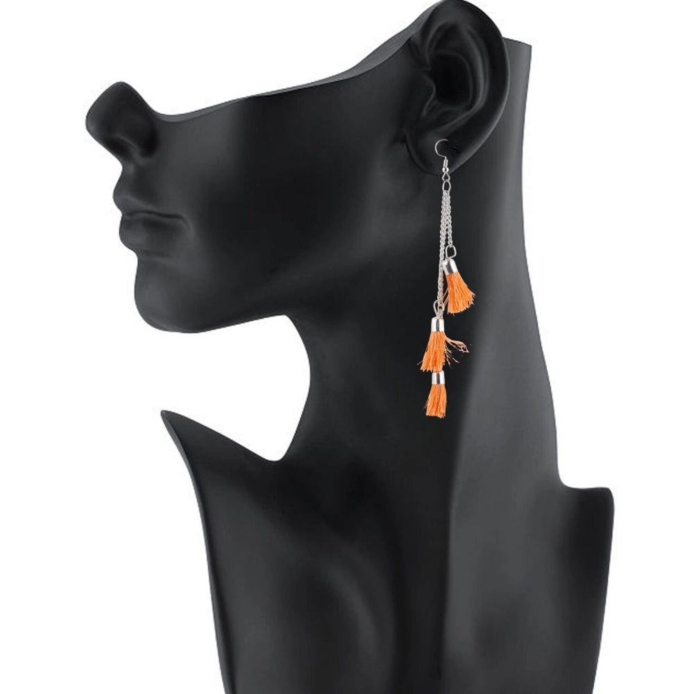 Women's Tassels Beads Hook Dangler Hanging Hanging Earrings-Orange - GillKart